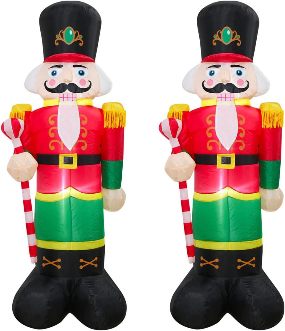FARONZE Set of 2 Christmas Inflatable Nutcracker Solider Lighted Interior Blow-up Christmas Decoration for