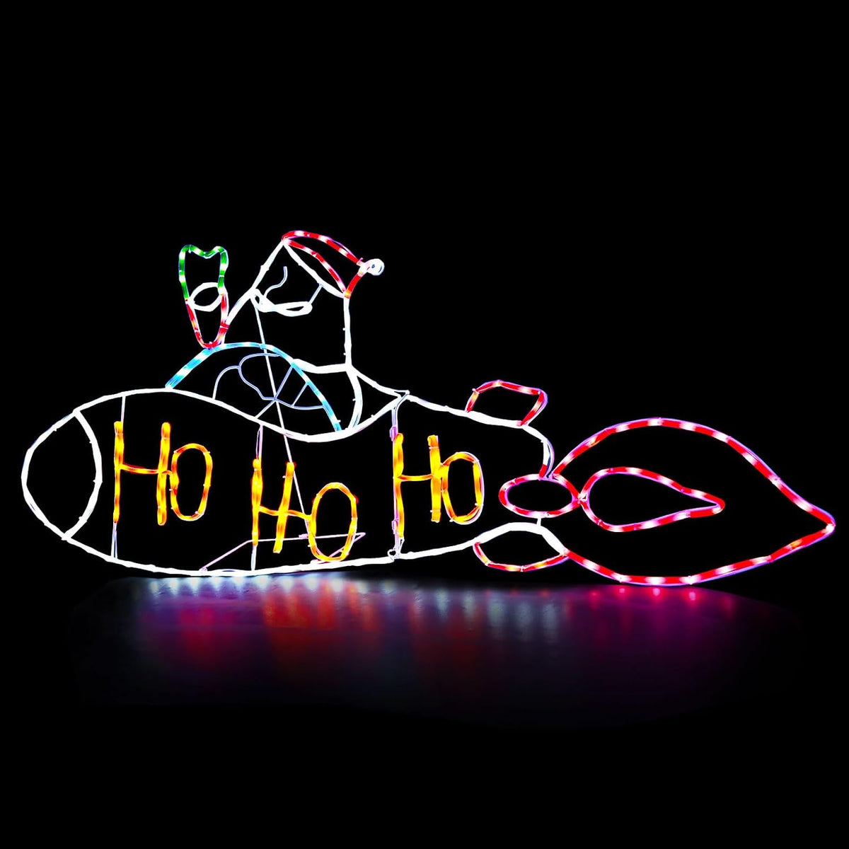 ZHOUDUIDUI 5FT 250L LED Santa Claus Rocket Lights, Colorful Neon Light Sign Animated Christmas Decoration for