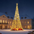 15 Ft-1720 Leds Flagpole Christmas Tree String Lights, RGB-rainbow Color / 12-16 Lines Fairy Lights with 8