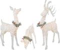 3-Piece Lighted Deer Family with Garland - 210 UL Lights - Outdoor Christmas Yard Decoration, White 52" Buck,