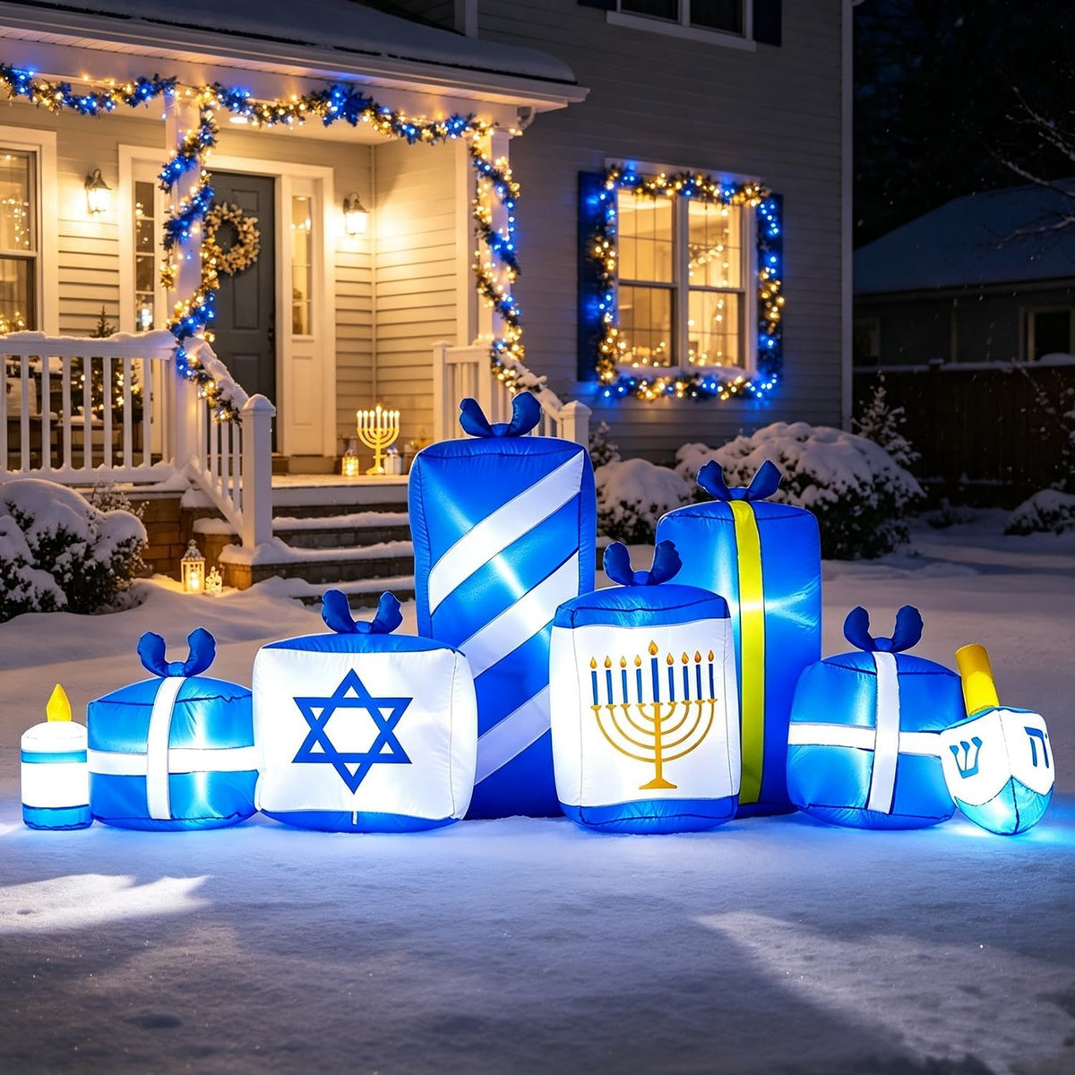 8 ft Hanukkah Lighted Gift Box Inflatable, Hanukkah outdoor decoration