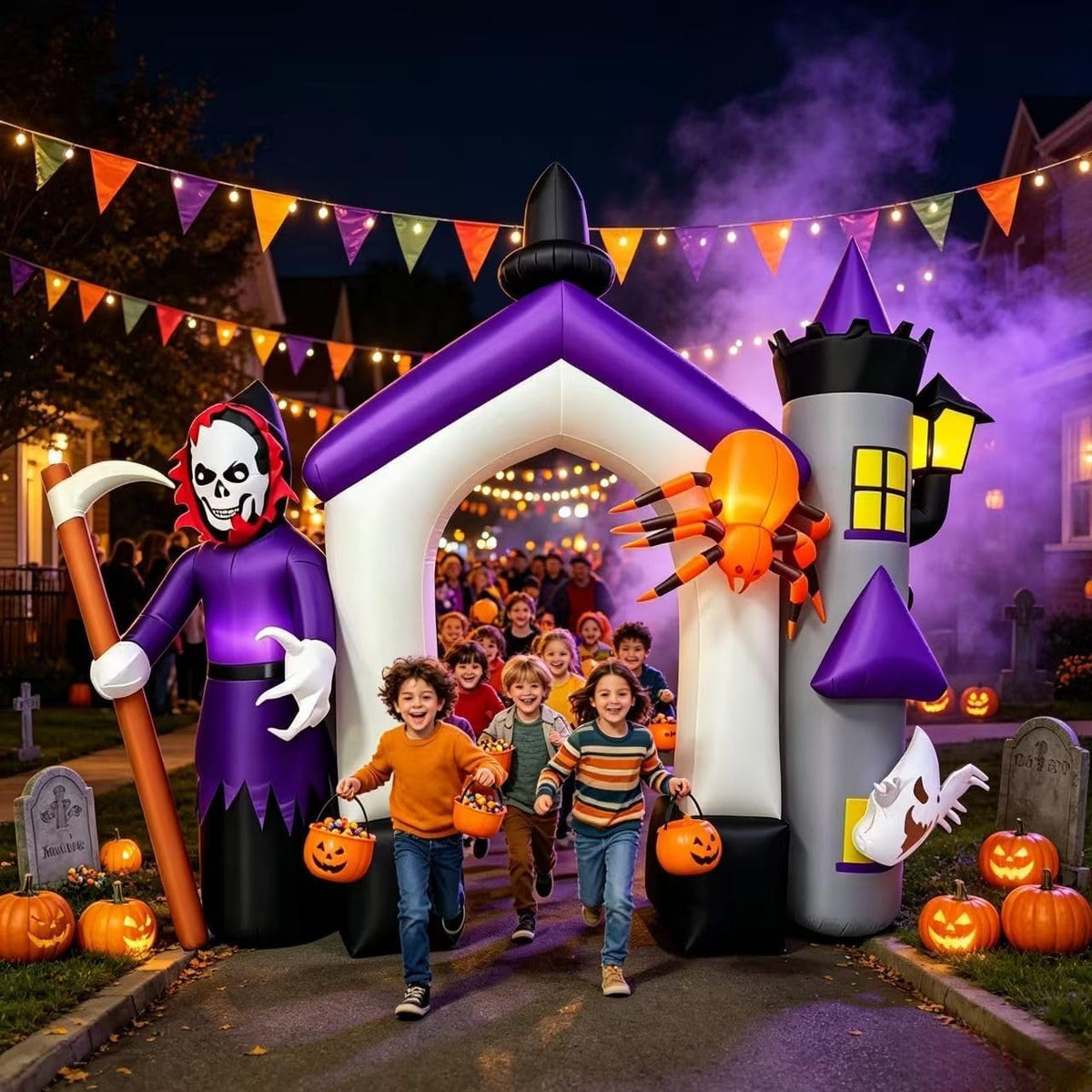 9 ft Haunted Castle Inflatable Arch, Halloween outdoor decoration