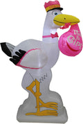 6 Foot Tall Baby Shower Inflatable Pink Stork It's a Girl / Special Delivery Baby Announcement, LED Lights