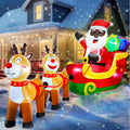 8 ft Inflatable Black Santa on Sleigh with Reindeer, Christmas outdoor decoration