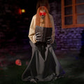 Halloween Animatronics Sitting Skeleton Ghost Decorations, 51'' Animated Jumpscare Decor with Sound
