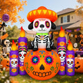 6 ft Día de los Muertos Inflatable Dog with Candles, Halloween outdoor decoration