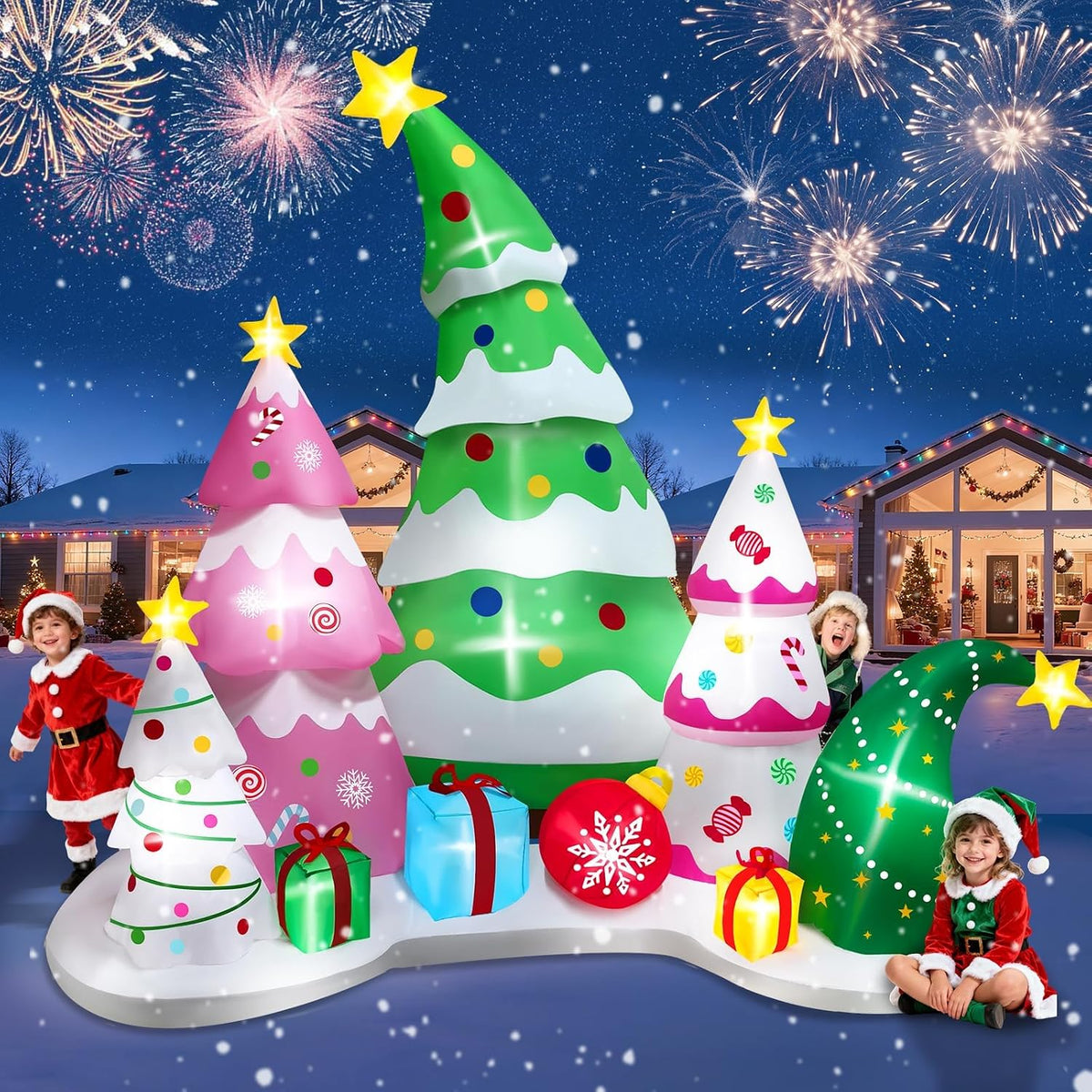 Kalolary 9FT Christmas Tree Set Inflatable Christmas Blow up Outdoor Decoration / Christmas Tree Inflatable
