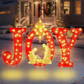 Christmas JOY Yard Decoration, 90 LED Lighted Outdoor Nativity Set 33inch Lawn Religious Scene Decor with T
