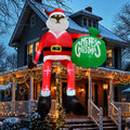 OurWarm 13 FT Giant Christmas Inflatables Black Santa Christmas Decorations / Climbing Black Santa Inflatab