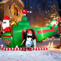HFO 8ft Wide&5.5ft Tall Christmas Inflatable Outdoor Decorations, Blow up Yard Decor with Santa Claus to Fly