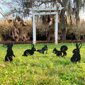 RealSteel Metal Garden Animal Statues & Lawn Ornaments, Bunny Rabbit & Squirrel Garden Stakes 5 Pack – Meta