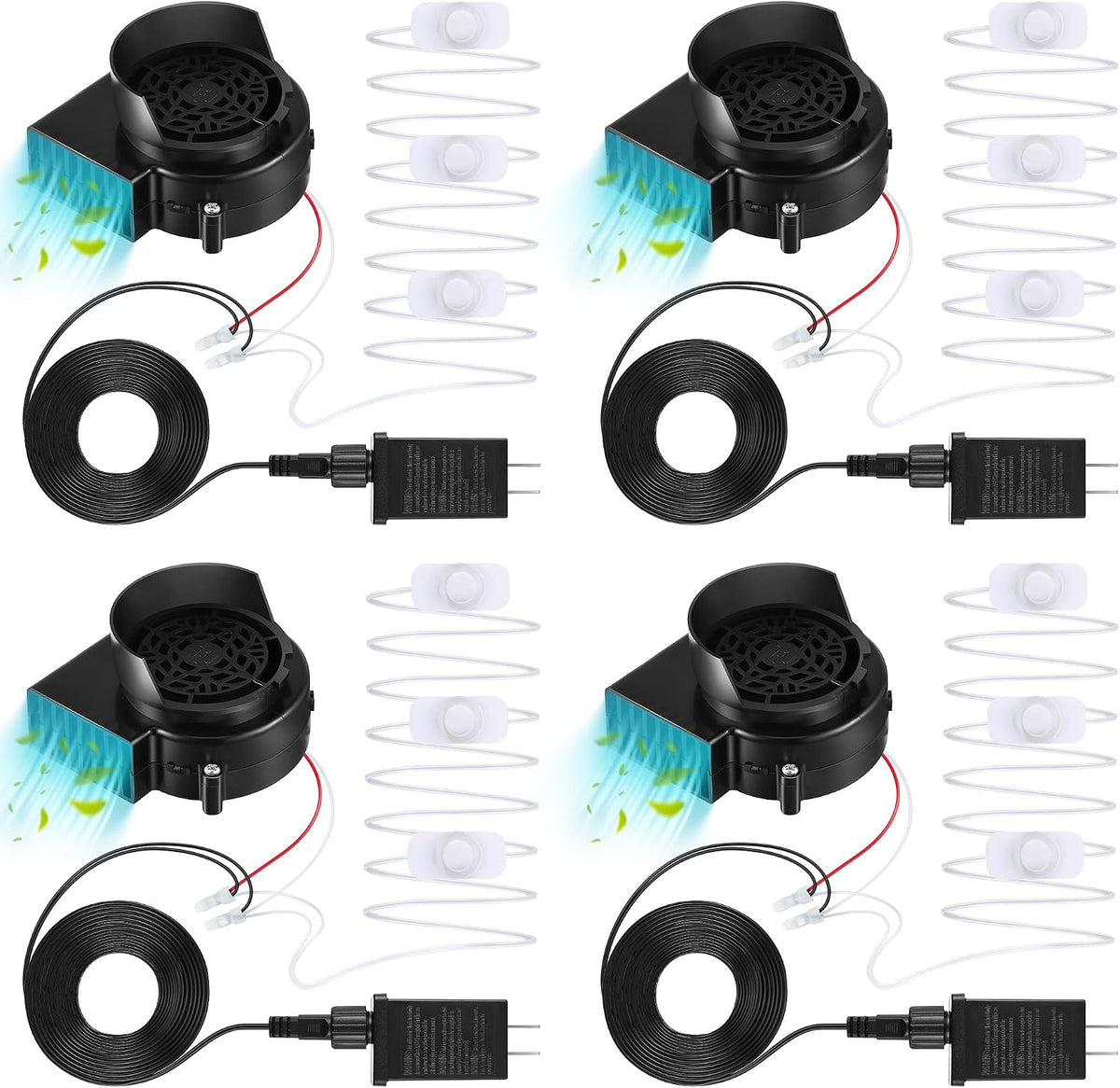 Hiboom 4 Pack Replacement Inflatable Fan Blower, 0.5A Output Air Blower for Inflatable with 3 LED, Air Blow