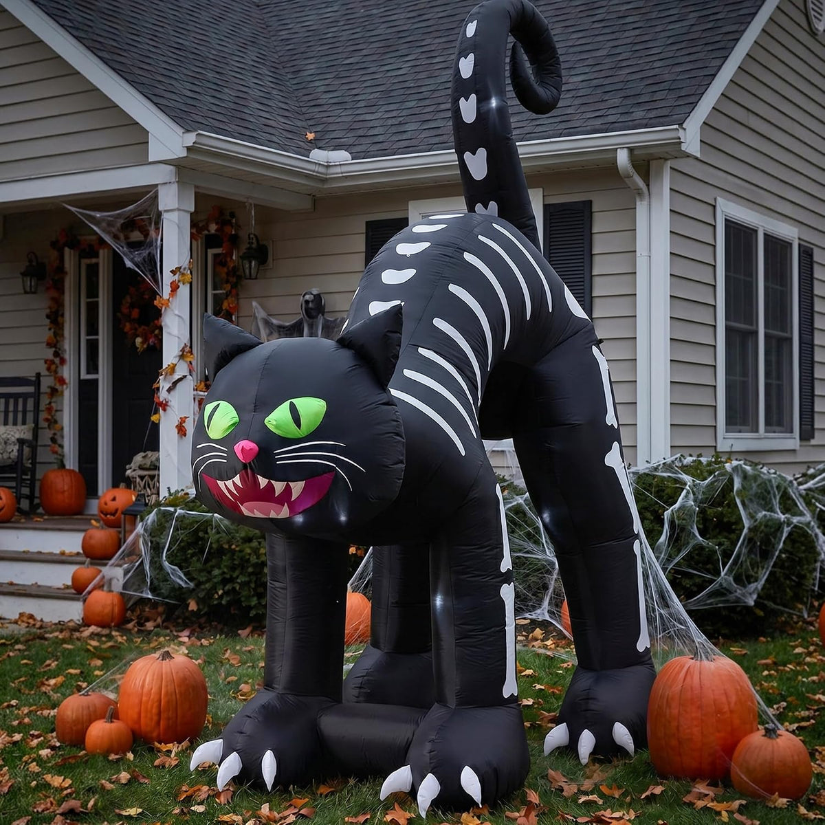Glitzhome 11FT Halloween Inflatable Outdoor Decoration with Built-in LEDs Lighted Inflatable Giant Skeleton